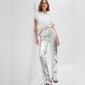 High Rise Vegan Leather Cheeky Straight Pants